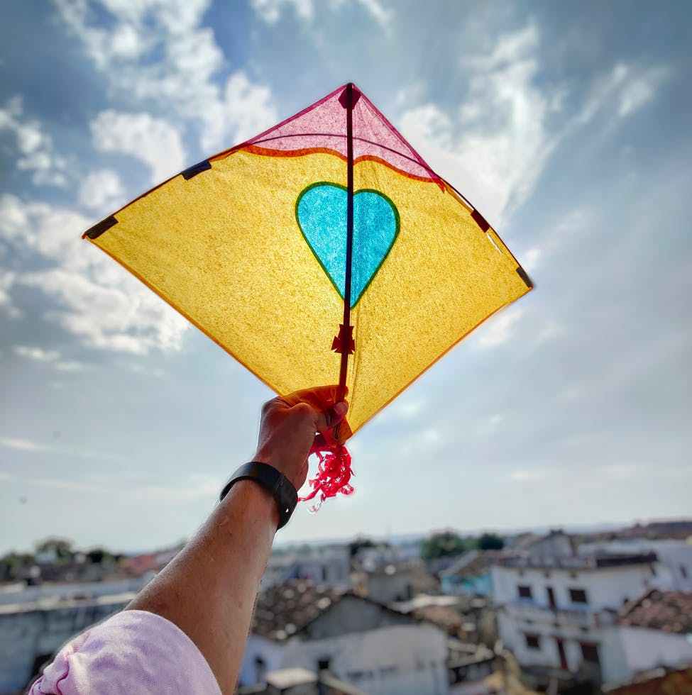 person holding a kite