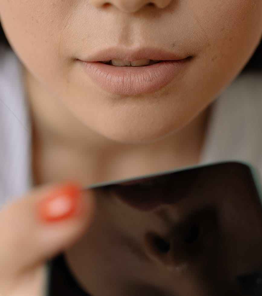 close up shot of a woman s face