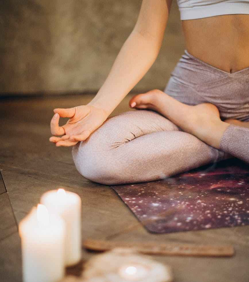 meditating with candles and incense